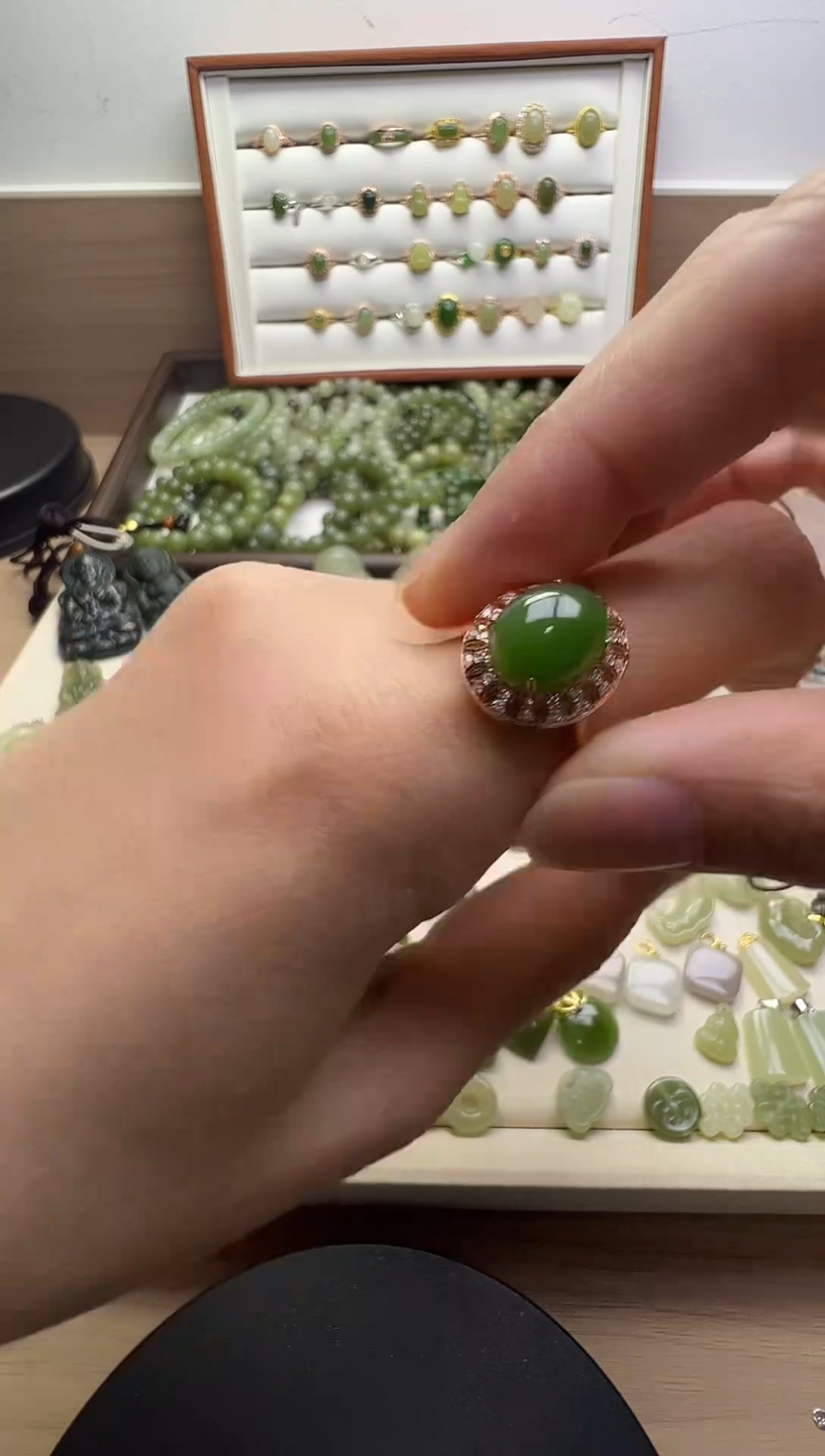 银S925镶嵌戒指和田玉戒指