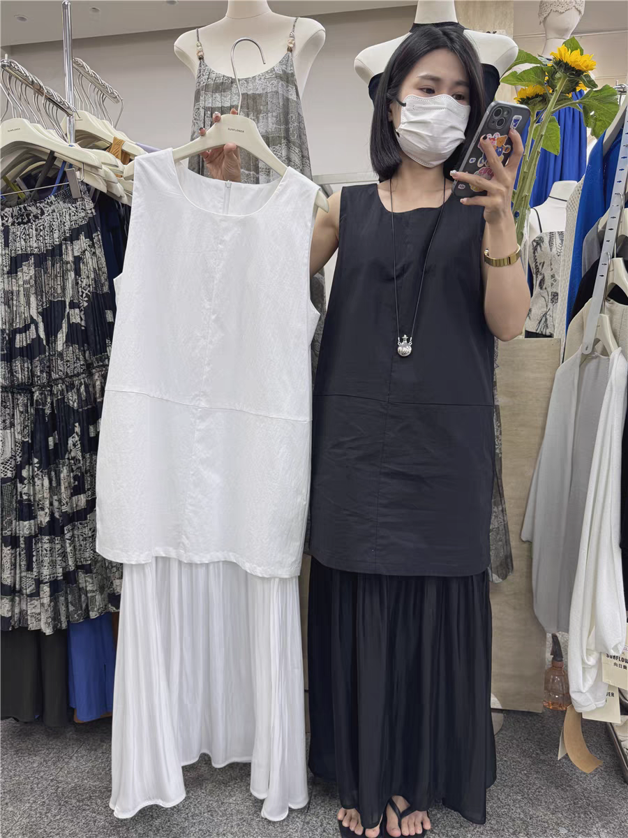 夏季极简拼接连衣裙