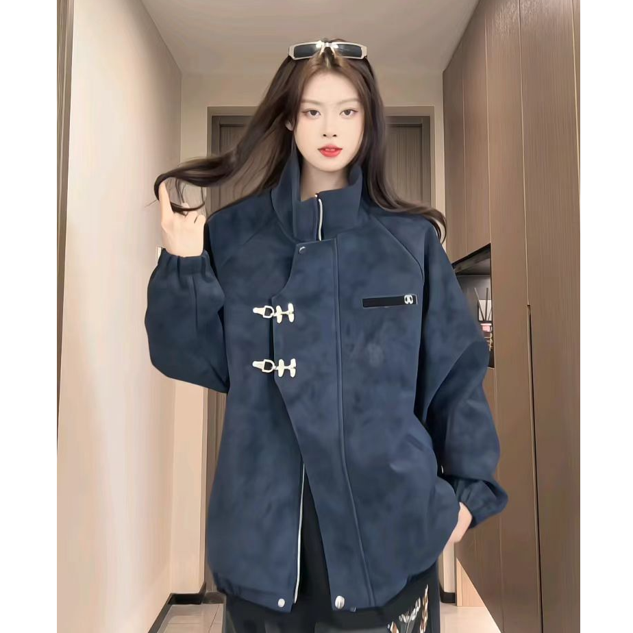 PLQV2025秋冬季cleanfit渐变中式风休闲男外套百搭冲锋衣立领情侣