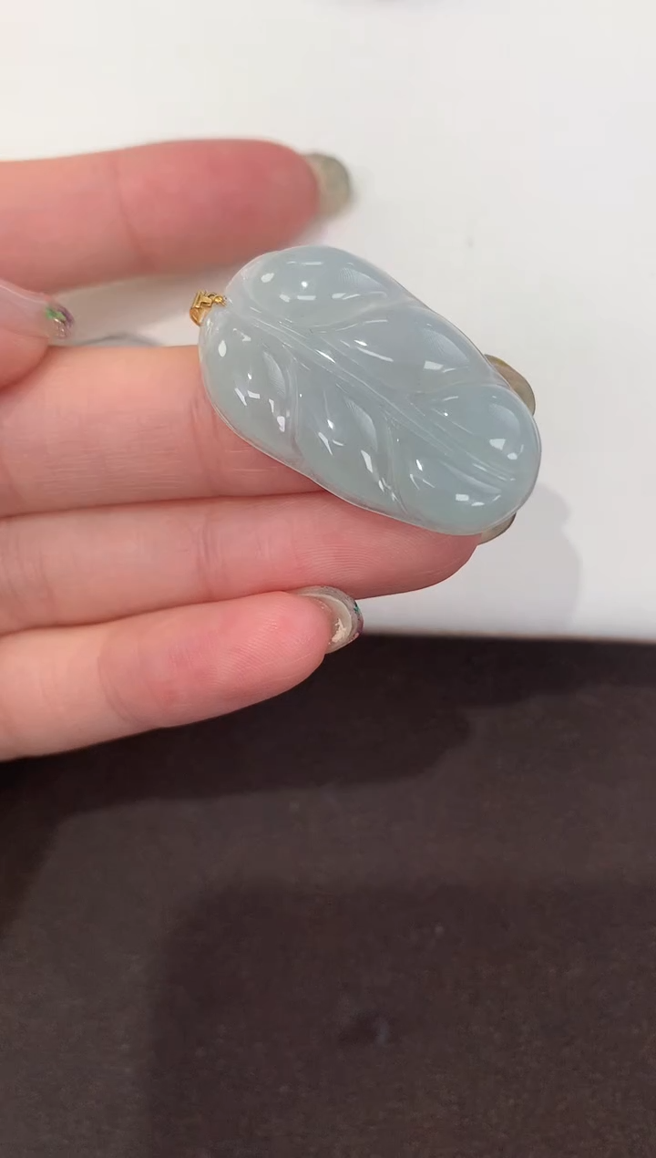 颈饰18K金镶嵌翡翠天然缅甸A货翡翠