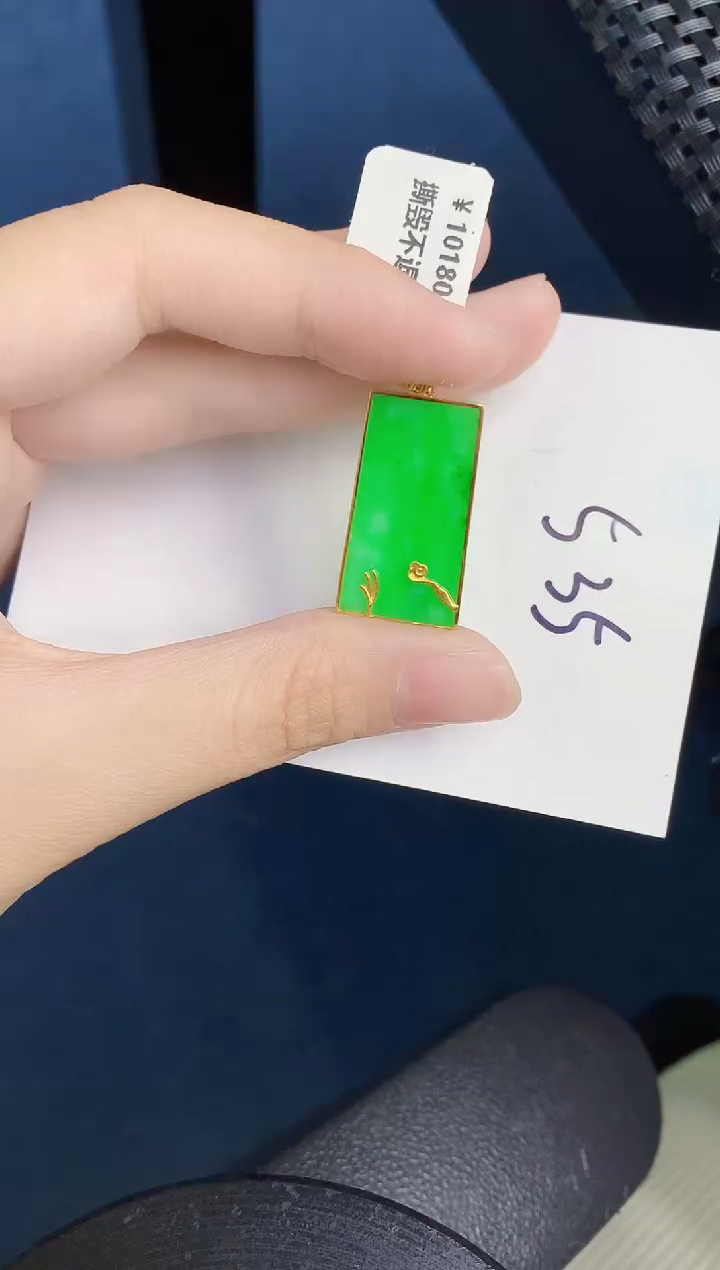 翡翠18K金镶嵌颈饰000000000