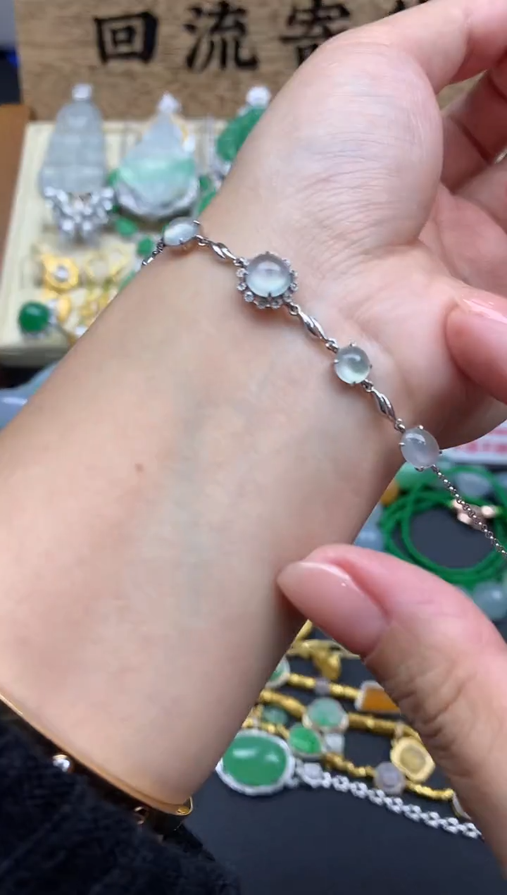 【闪购商品】翡翠手串18K金镶嵌442-中国好珍宝