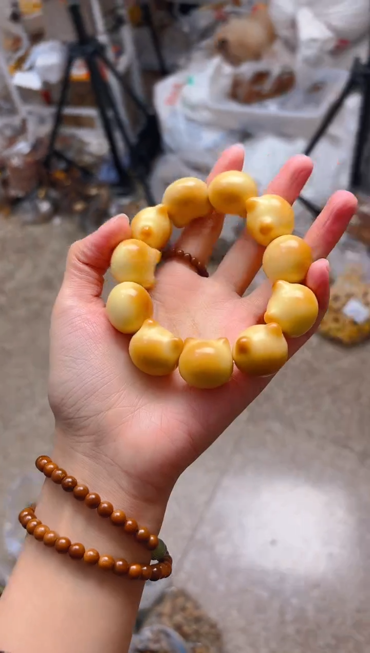 吊坠菩提根/象牙果炭烤猫猫头单圈