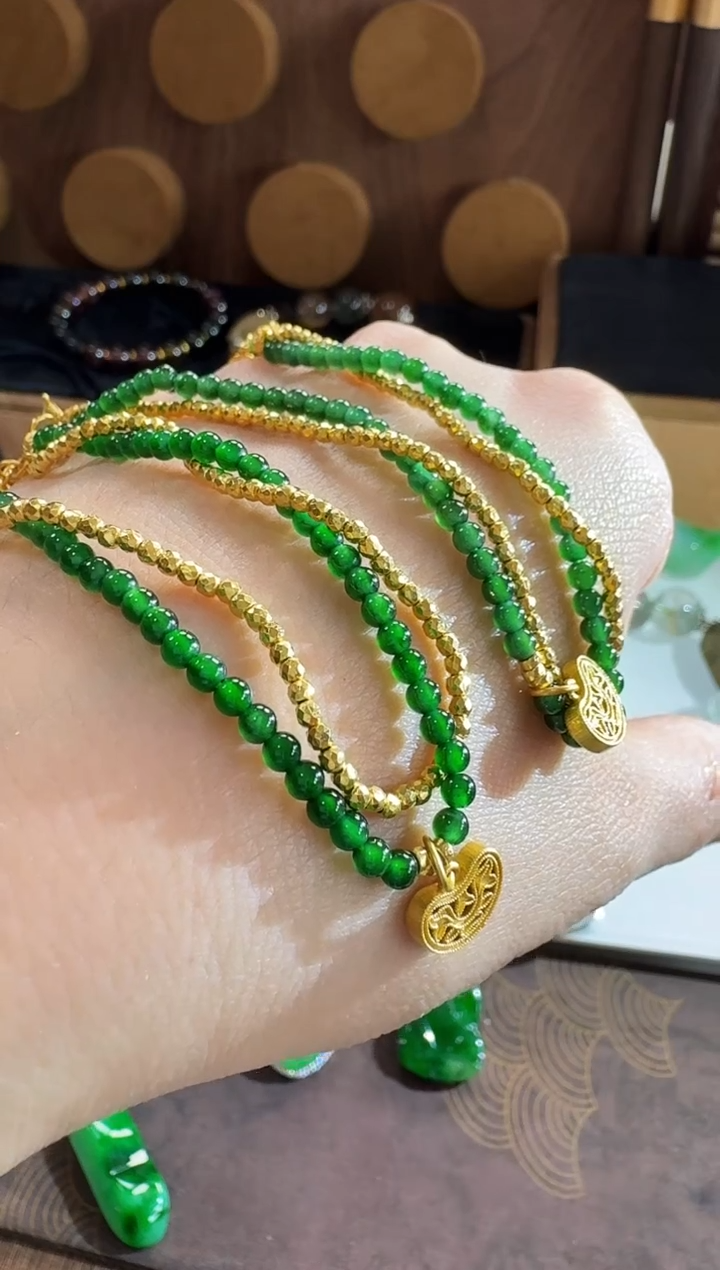 银S925镶嵌手链翡翠手链（多样性发货发一条）危料