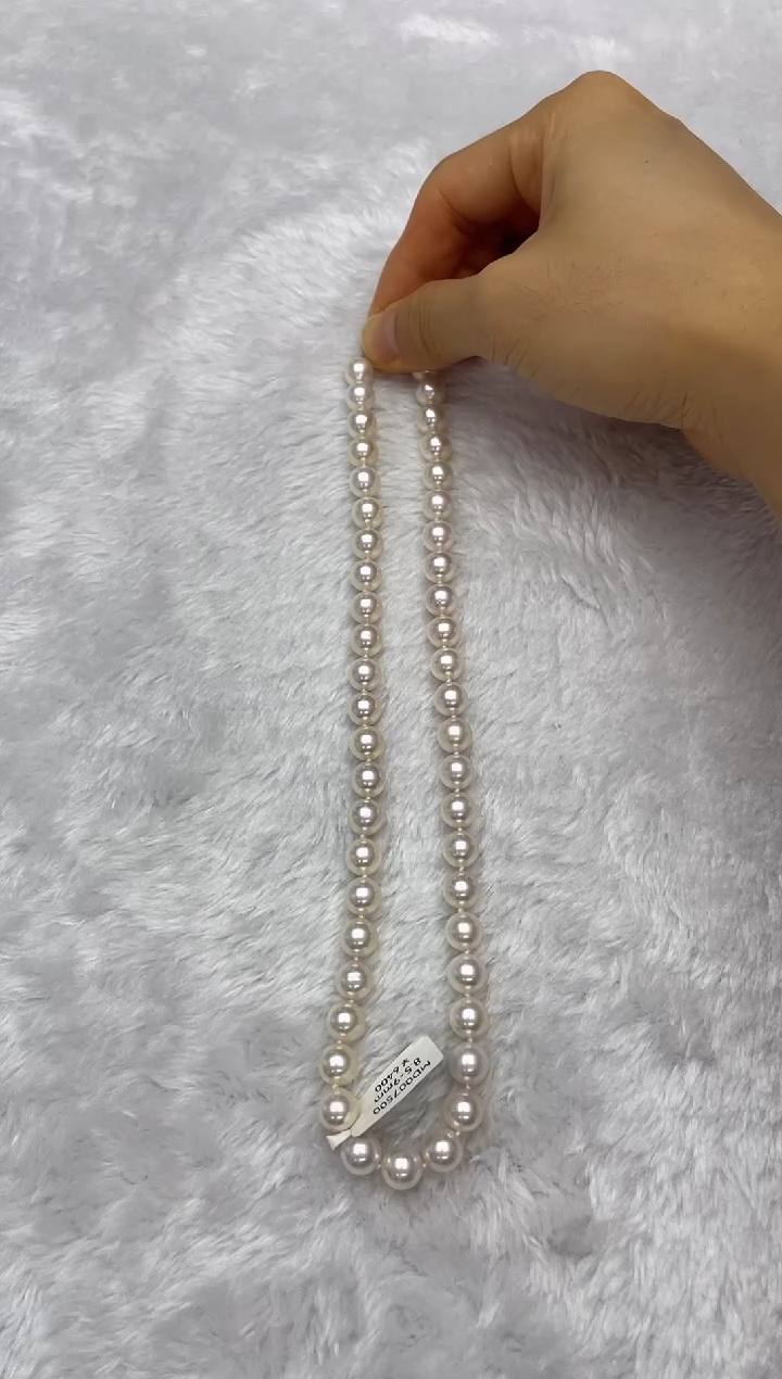 海水珍珠银S925镶嵌项链AK8.5-9mm