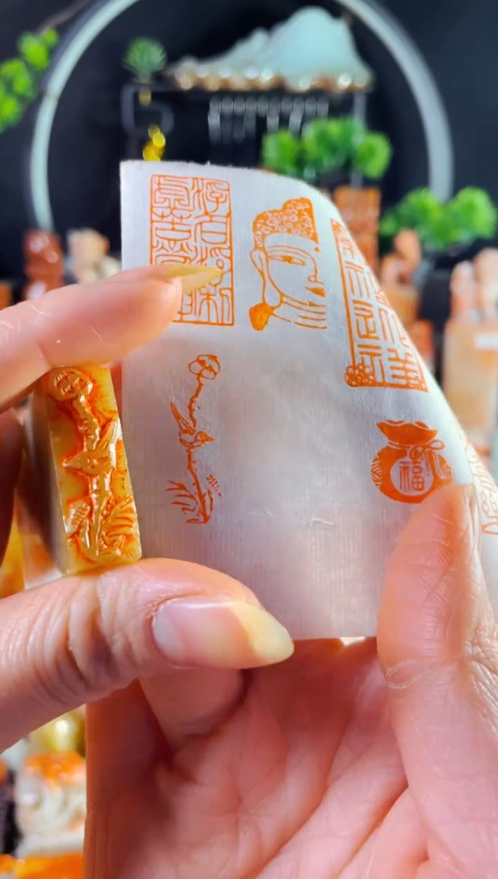 巴林石印石手工篆刻《小荷图》1*3 巴林