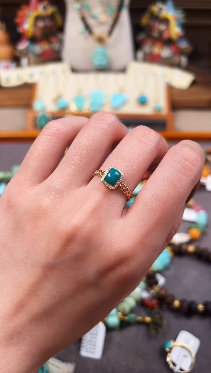 18K金镶嵌绿松石戒指绿松石戒指