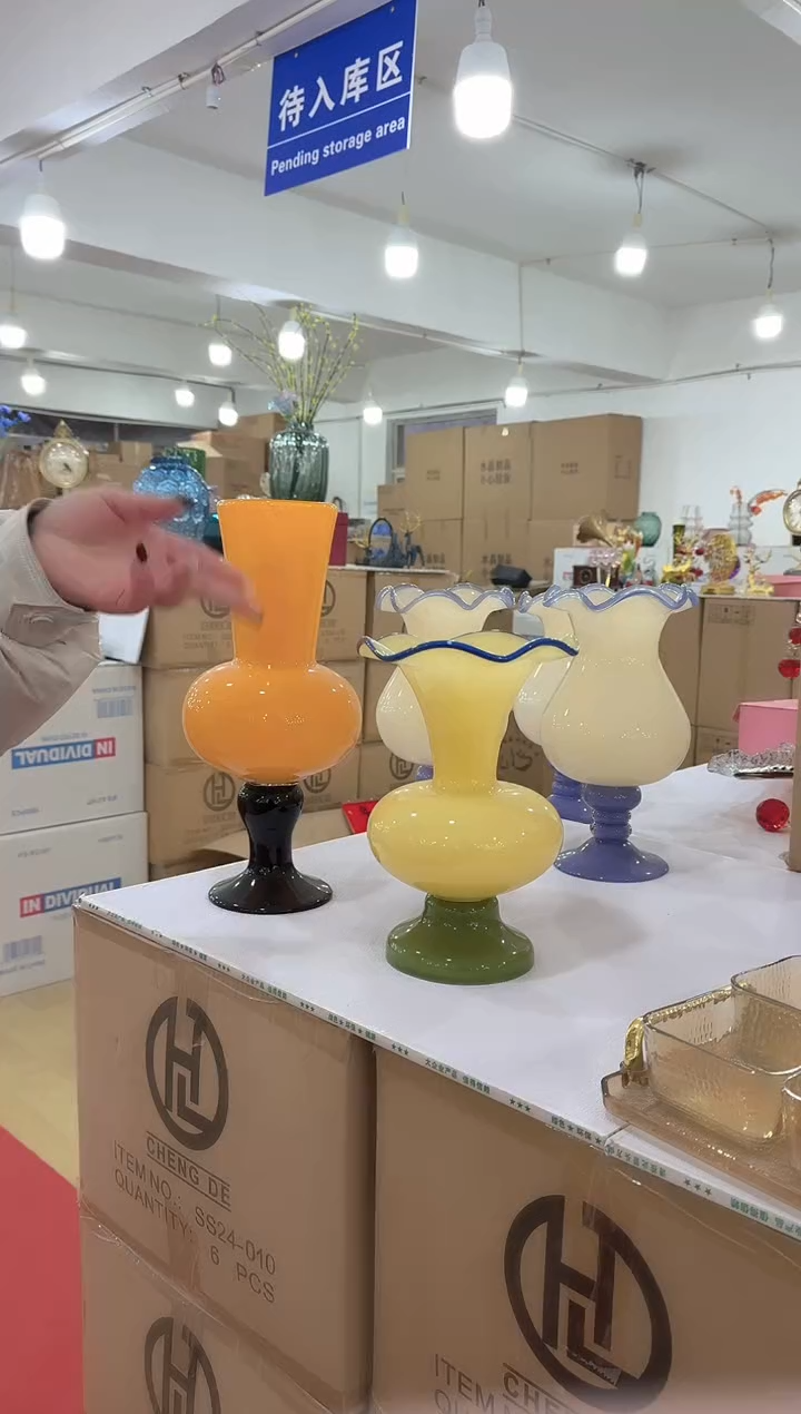 【闪购商品】无铅玻璃美全花器-s-早10 黄色风灯