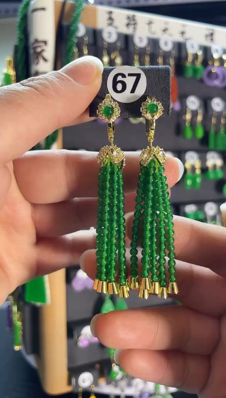 【闪购商品】翡翠耳饰银S925镶嵌老67..