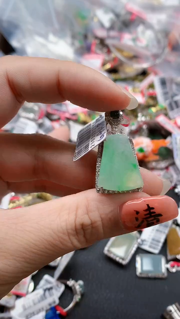 银S925镶嵌戒指翡翠天然A货缅甸翡翠