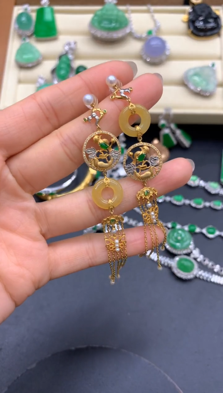 【闪购商品】翡翠耳饰18K金镶嵌500-中国好珍宝