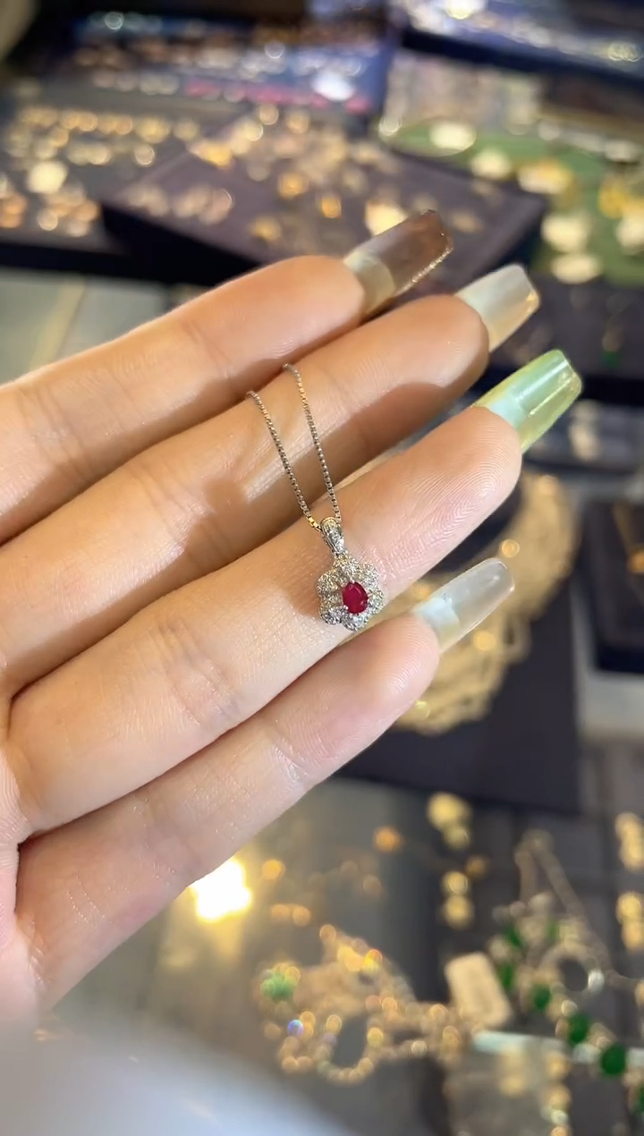 18K金镶嵌吊坠（不含链）定制红宝石   JZ