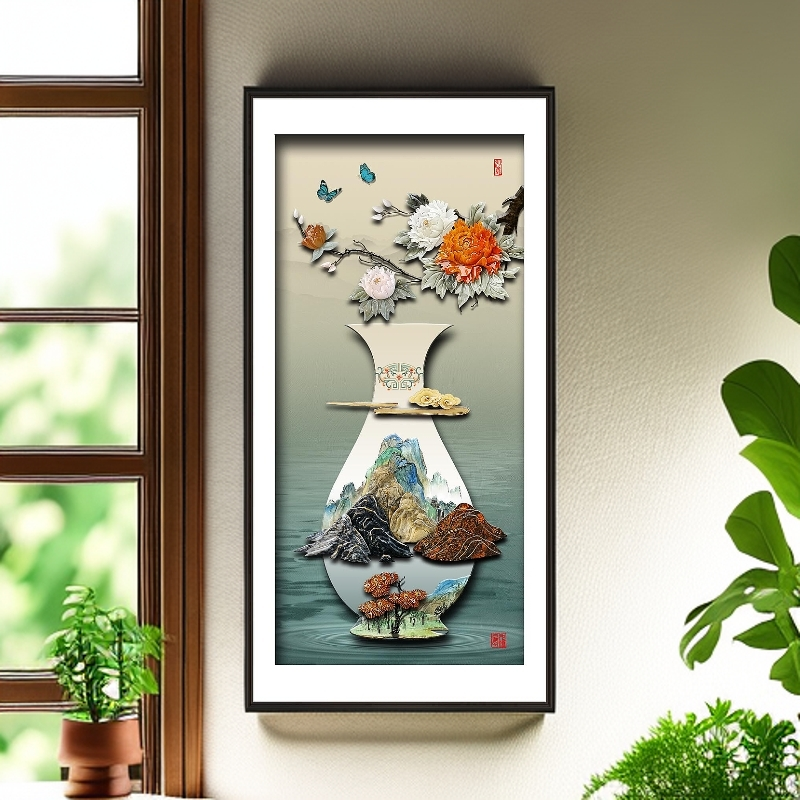 九头鸟手工玉雕画《富贵平安》