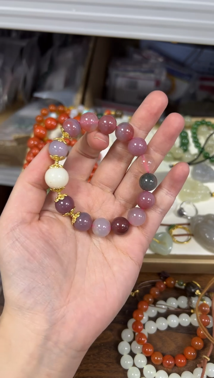 未镶嵌手链玛瑙/玉髓孤品老矿盐源玛瑙设计款手串[[70]