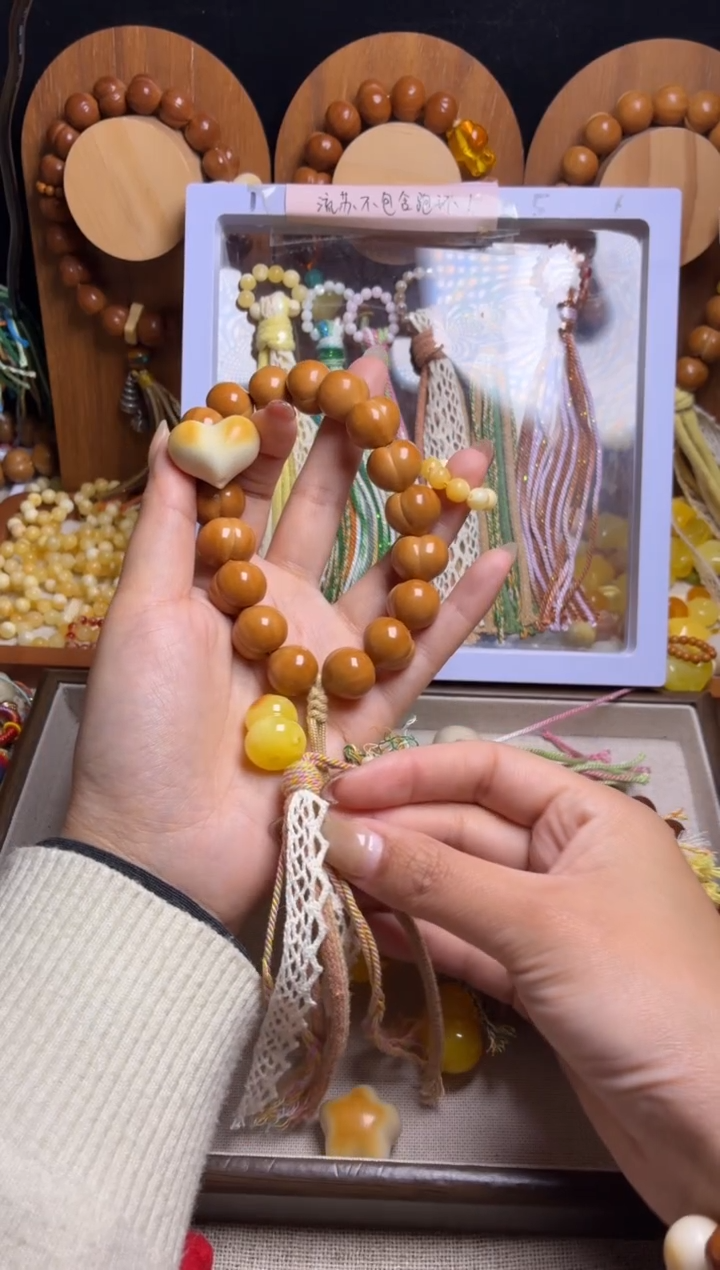 手串猴头核桃厘*.全品原皮泡芙爱心黄跑环俏色葫芦三通粉蕾丝流苏