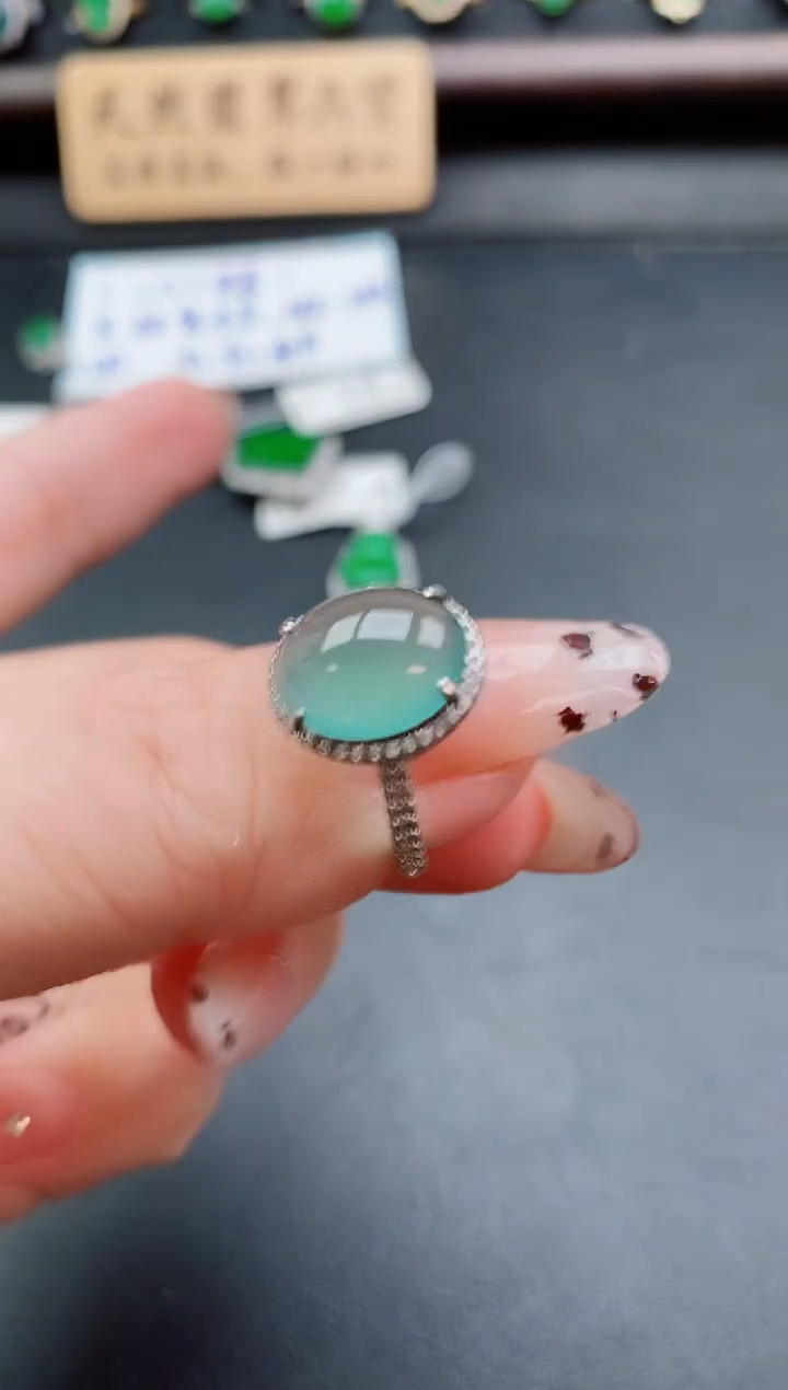 银S925镶嵌戒指翡翠1