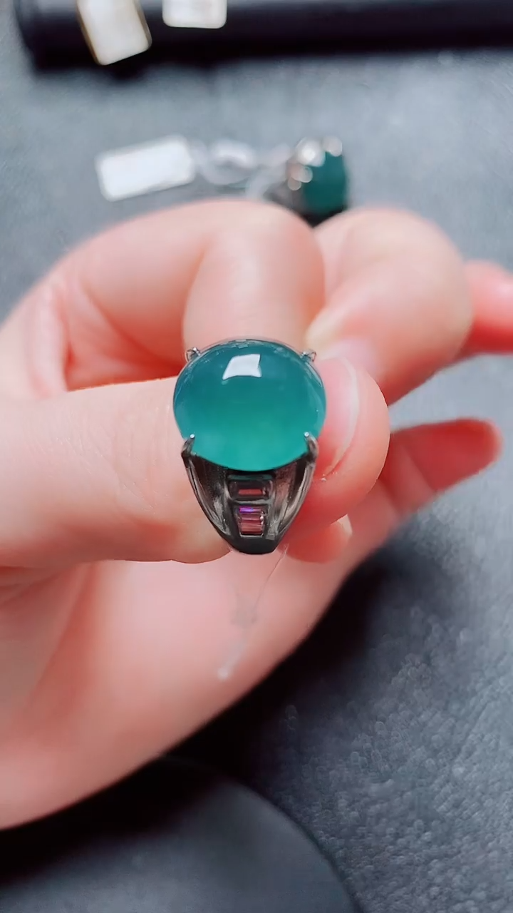 银S925镶嵌戒指翡翠翡翠