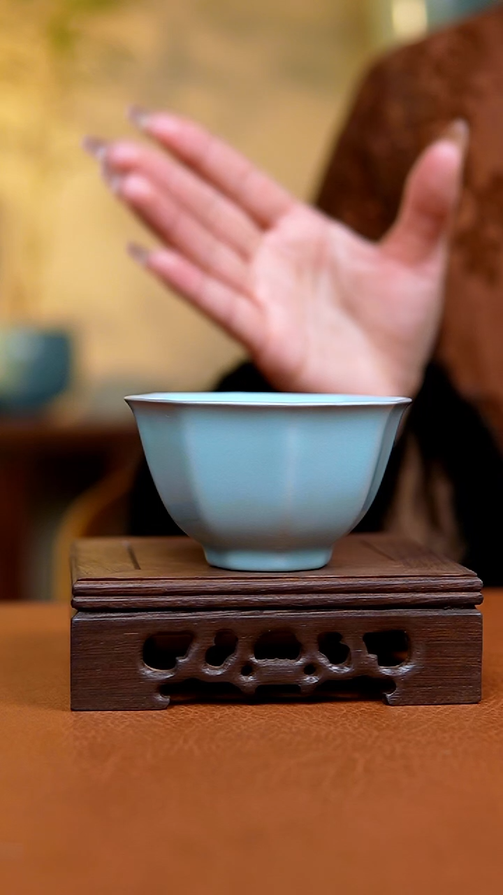 杯仿古宋臻釉八方杯一级