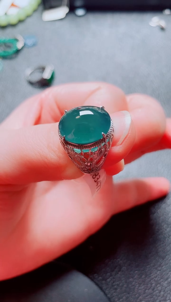 银S925镶嵌戒指翡翠111