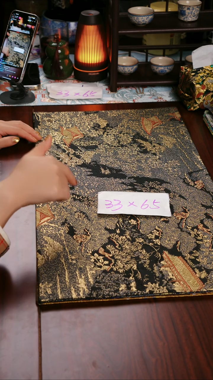 【福利西阵织登鹳雀楼黑金双面】中国风干泡织锦茶席33*65