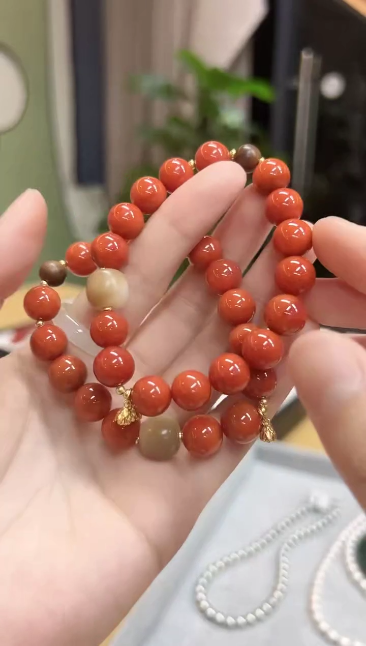 【闪购商品】南红玛瑙手串银S925镶嵌AH6467南红手串