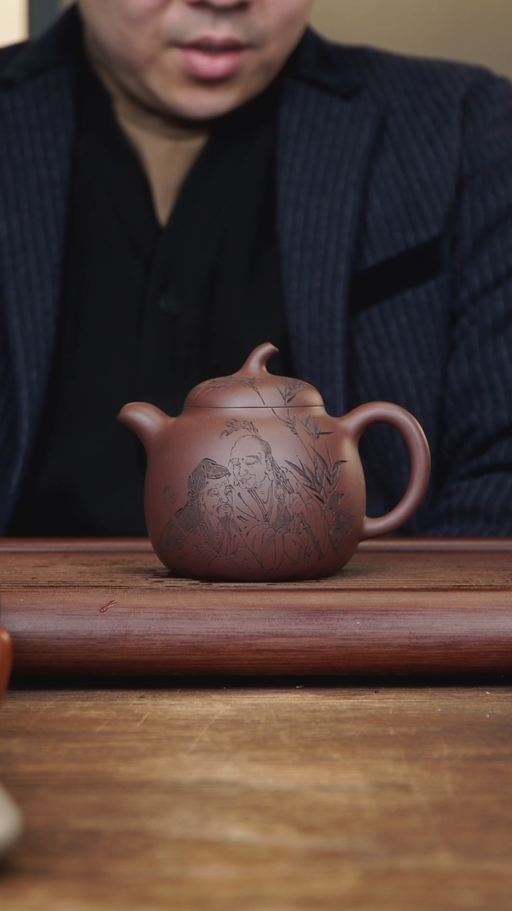 【闪购商品】紫砂茶壶360ml刘华作品 茄瓜 紫泥