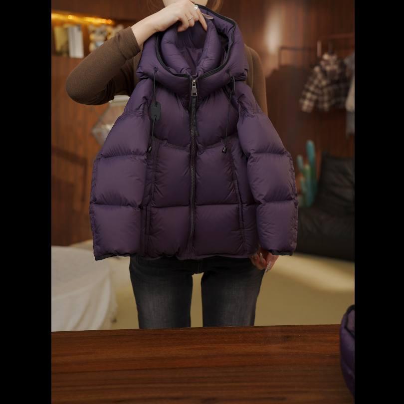 【JT】2025冬季新款韩版宽松简约时尚男女宝连帽双倍充绒羽绒服