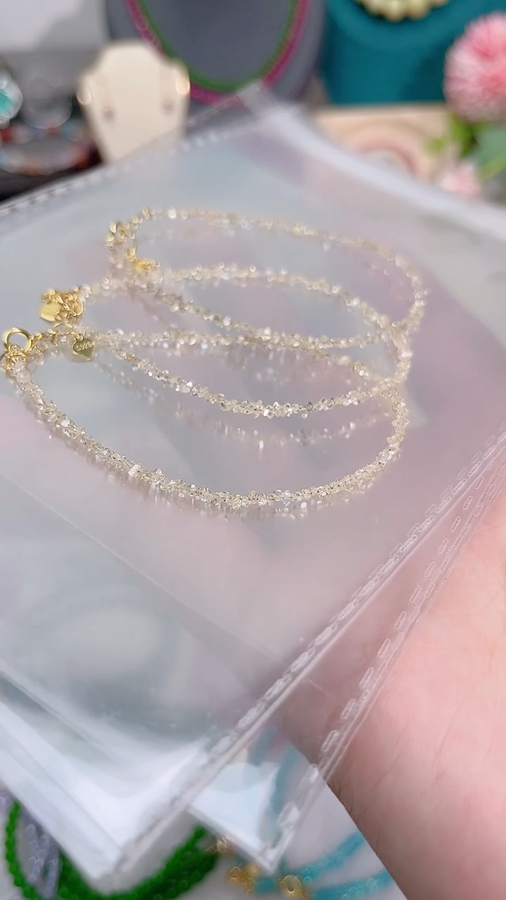 手链银S925镶嵌钻石淡黄99