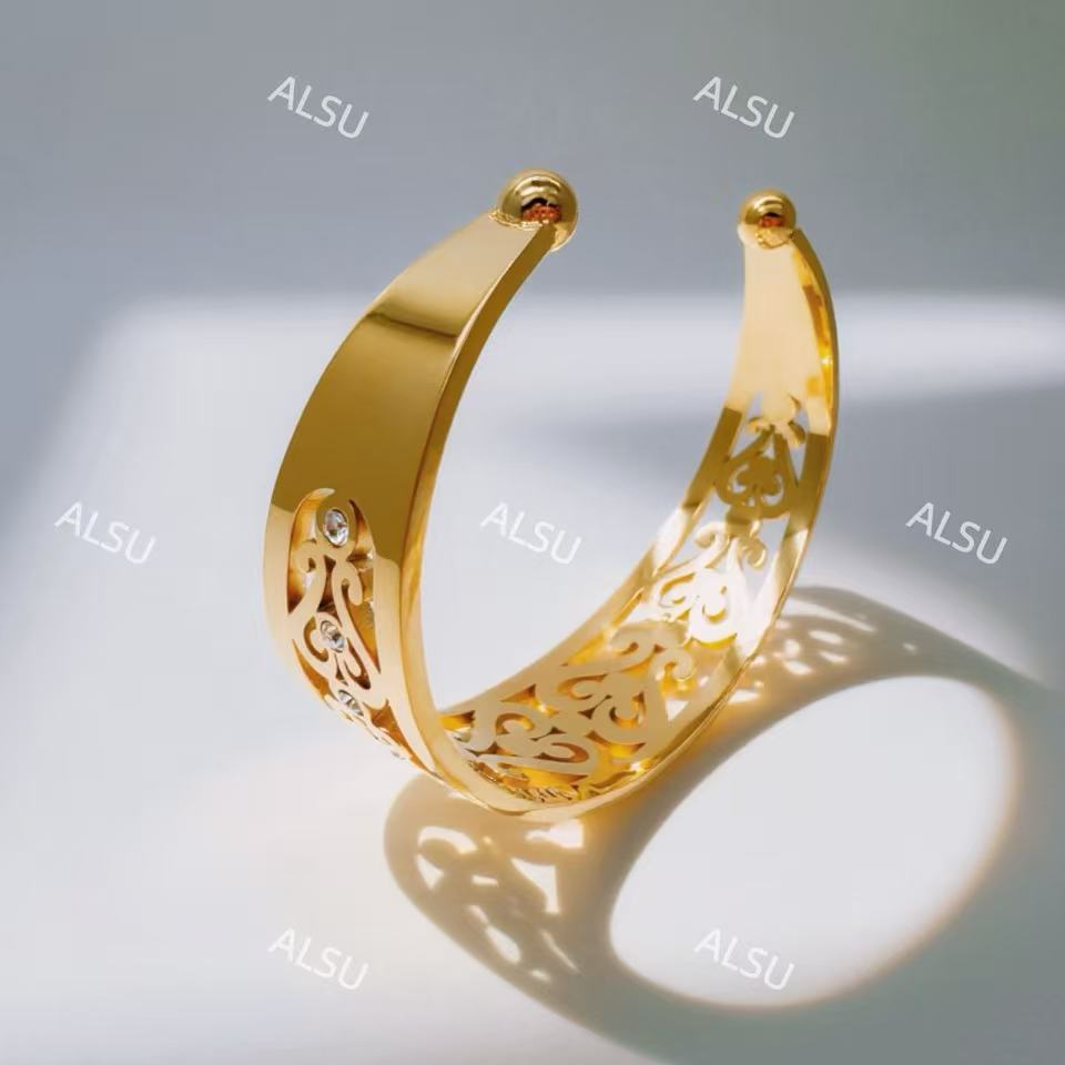 合金手镯 ALSU原创经典重工民族风手镯复古百搭时尚气质金色轻奢