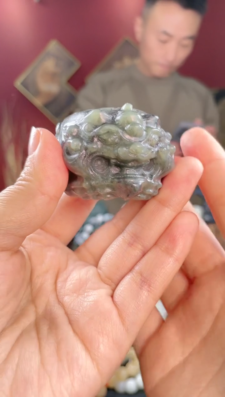 【闪购商品】和田玉戒指未镶嵌青花兽面扳指