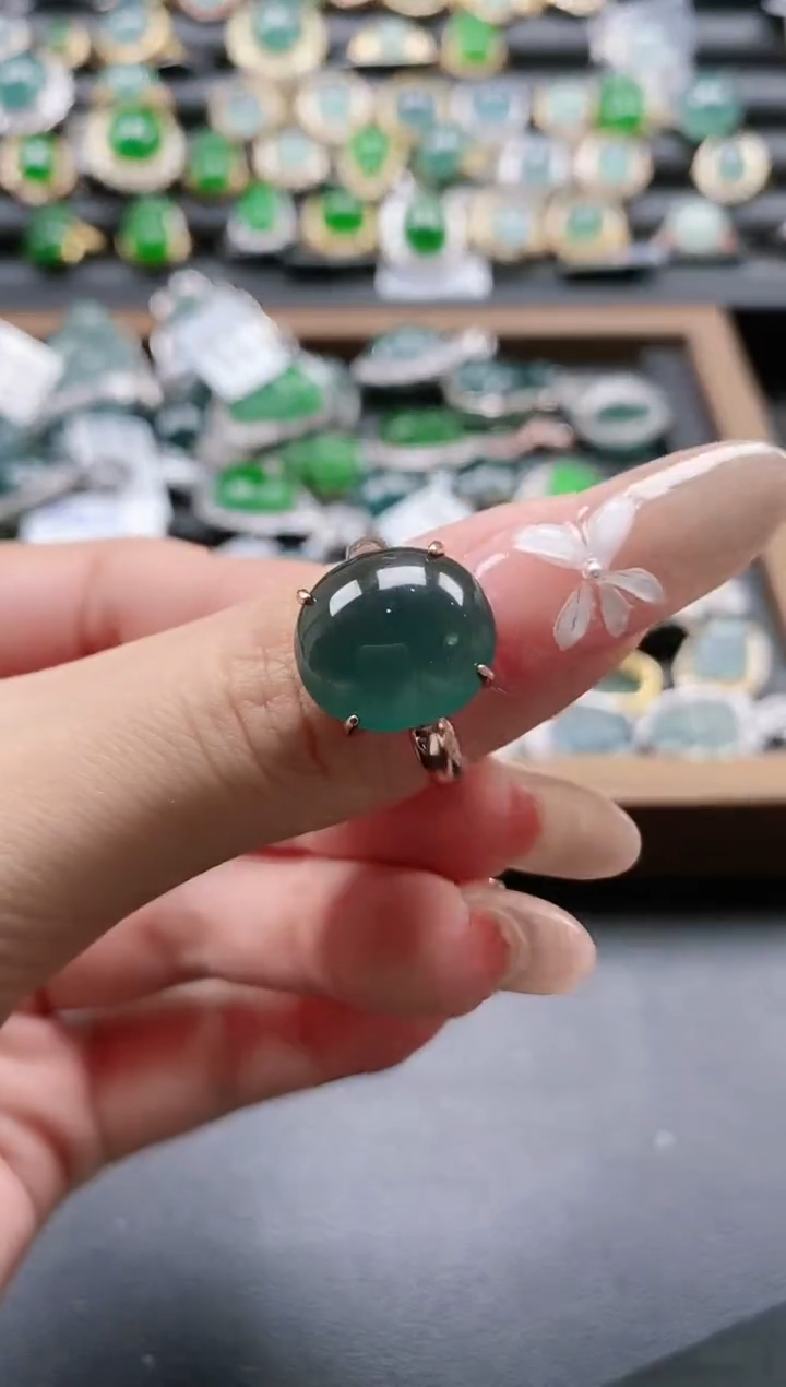 【闪购商品】翡翠戒指银S925镶嵌51511