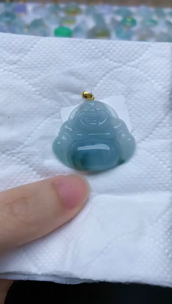 翡翠18K金镶嵌颈饰天然翡翠A货
