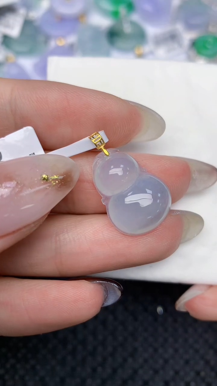 颈饰18K金镶嵌翡翠天然缅甸翡翠a货百元以上9元证书费自理