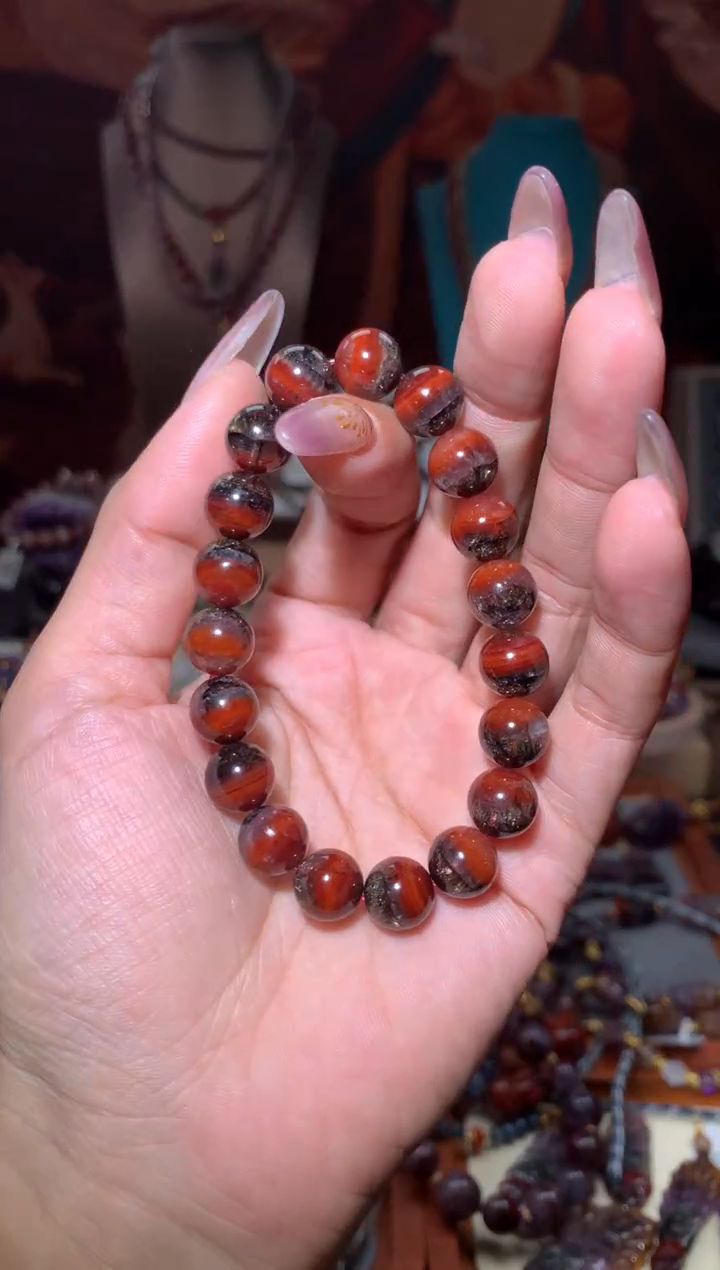 未镶嵌珠宝半成品水晶超七红极光手串10mm