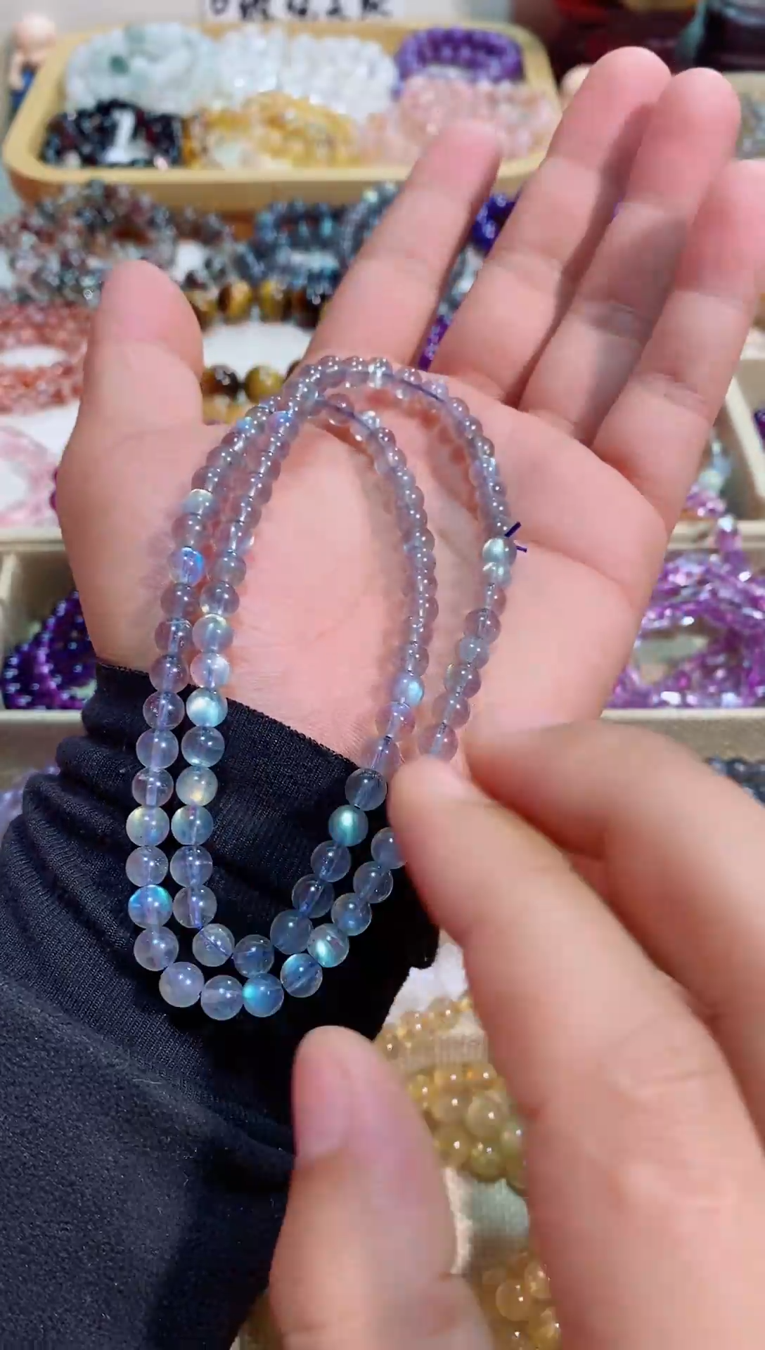 【闪购商品】水晶手链未镶嵌灰月光多圈(多样性发其一）