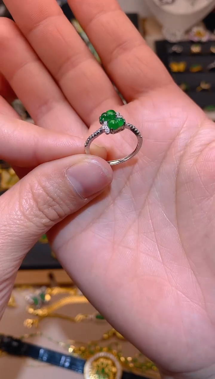 【闪购商品】翡翠耳饰银S925镶嵌戒指