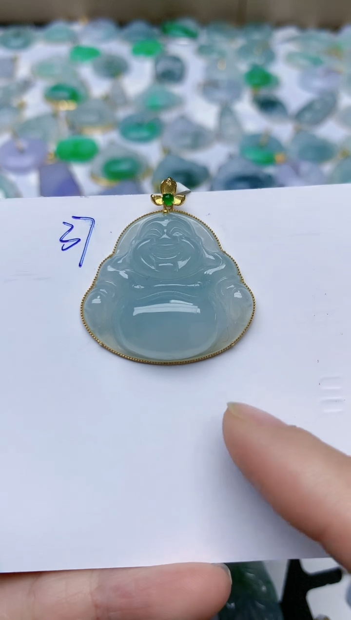 【闪购商品】翡翠颈饰18K金镶嵌天然翡翠A货