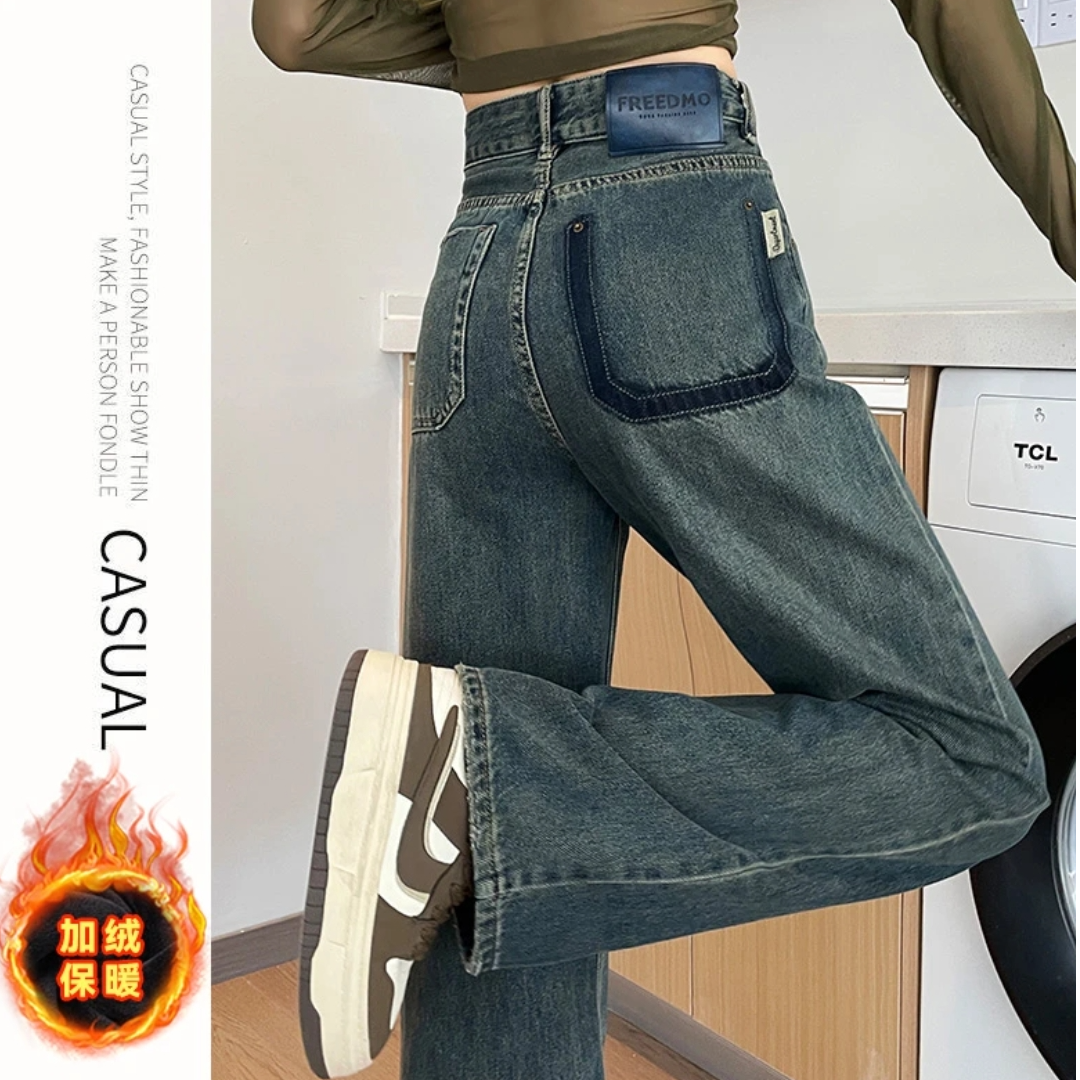 dd【现货+运费险】U款高腰小个子宽松直筒窄版裤水泥灰无弹软牛仔