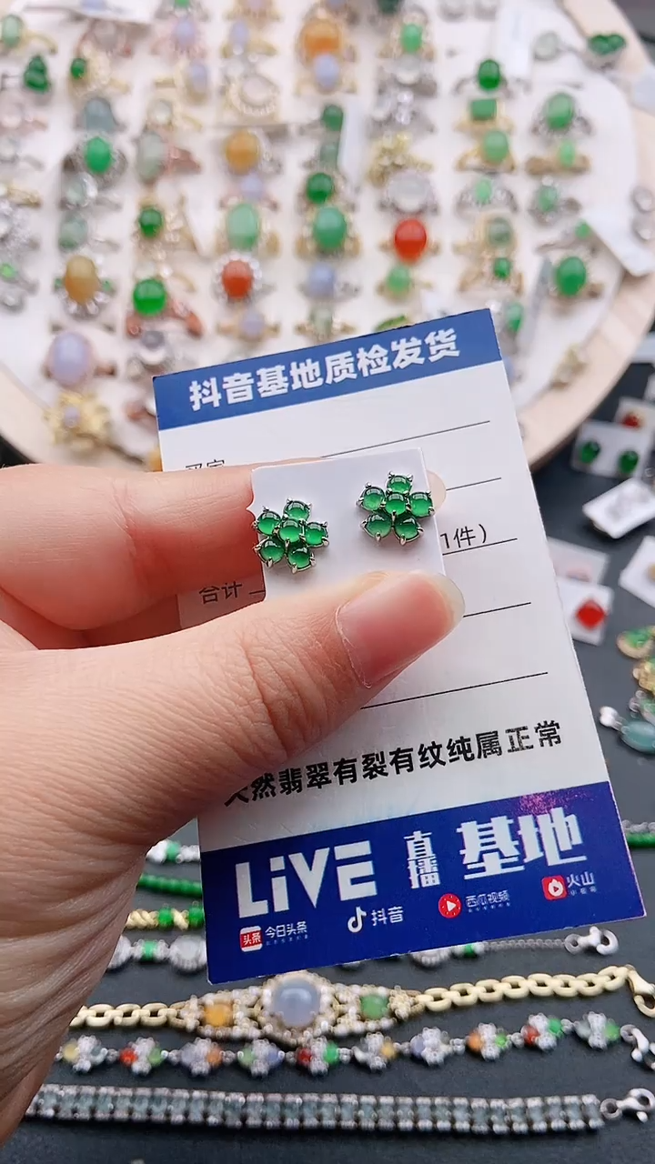 【闪购商品】翡翠耳饰银S925镶嵌1111