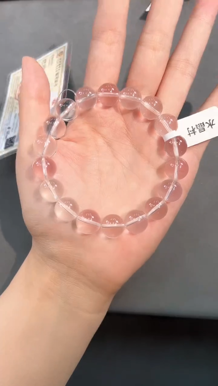 水晶手链未镶嵌27号冰菊粉单圈12mm