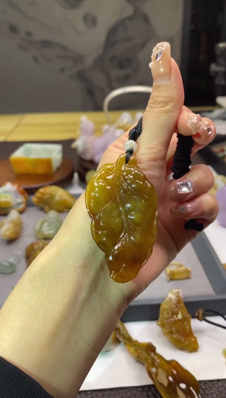 未镶嵌挂件翡翠叶子