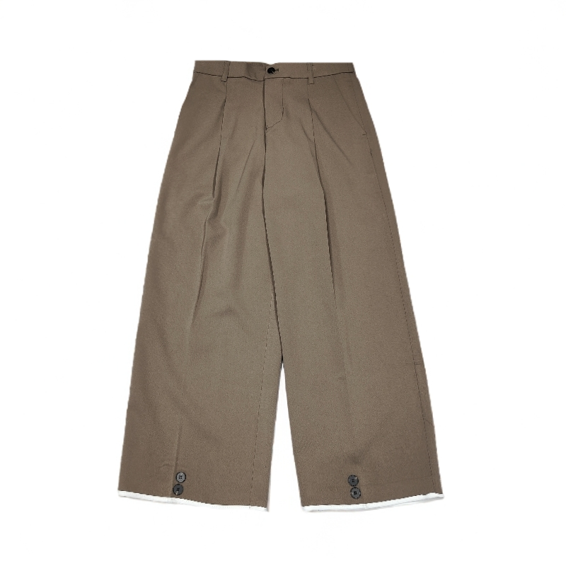 男士极简风宽松直筒裤休闲百搭裤脚撞色痞帅长款西裤25611