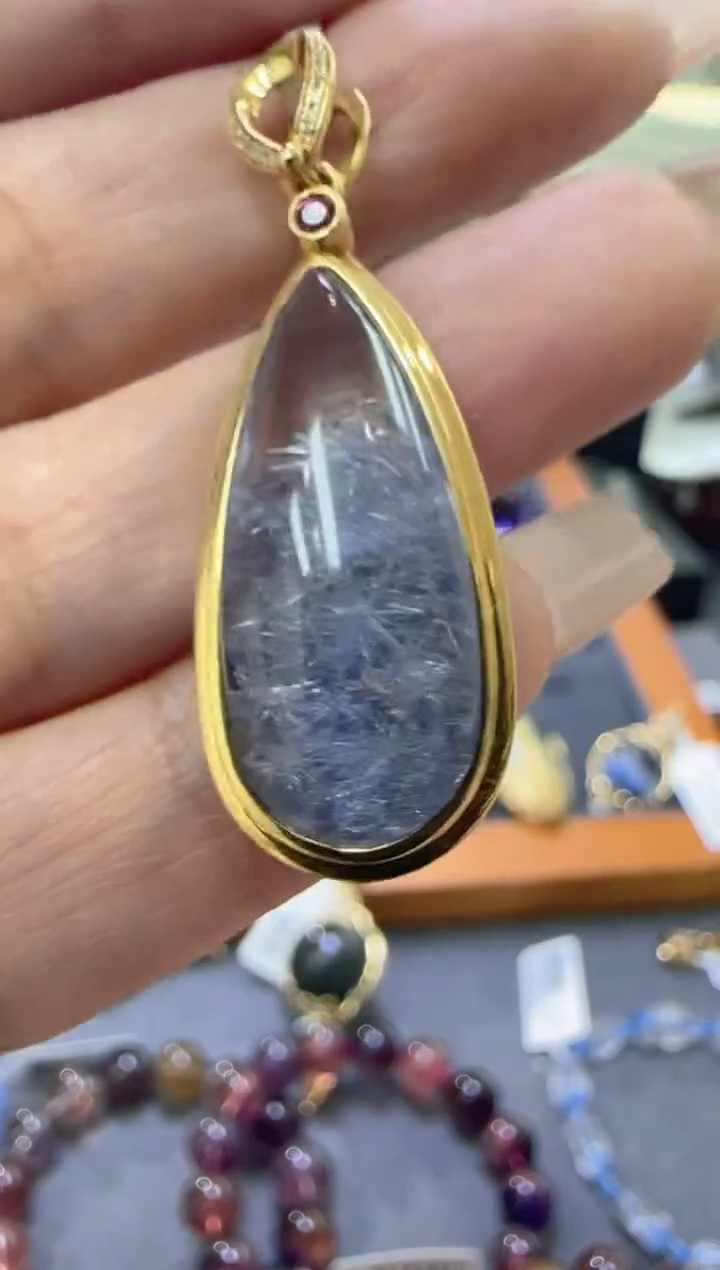 【闪购商品】水晶吊坠18K金镶嵌18k蓝线石吊坠 JP37951