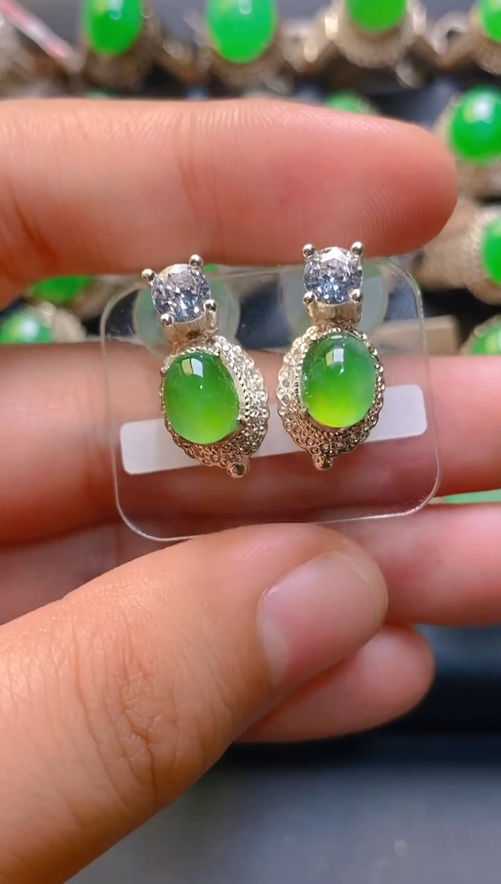 【闪购商品】翡翠耳饰未镶嵌天然A货翡翠1