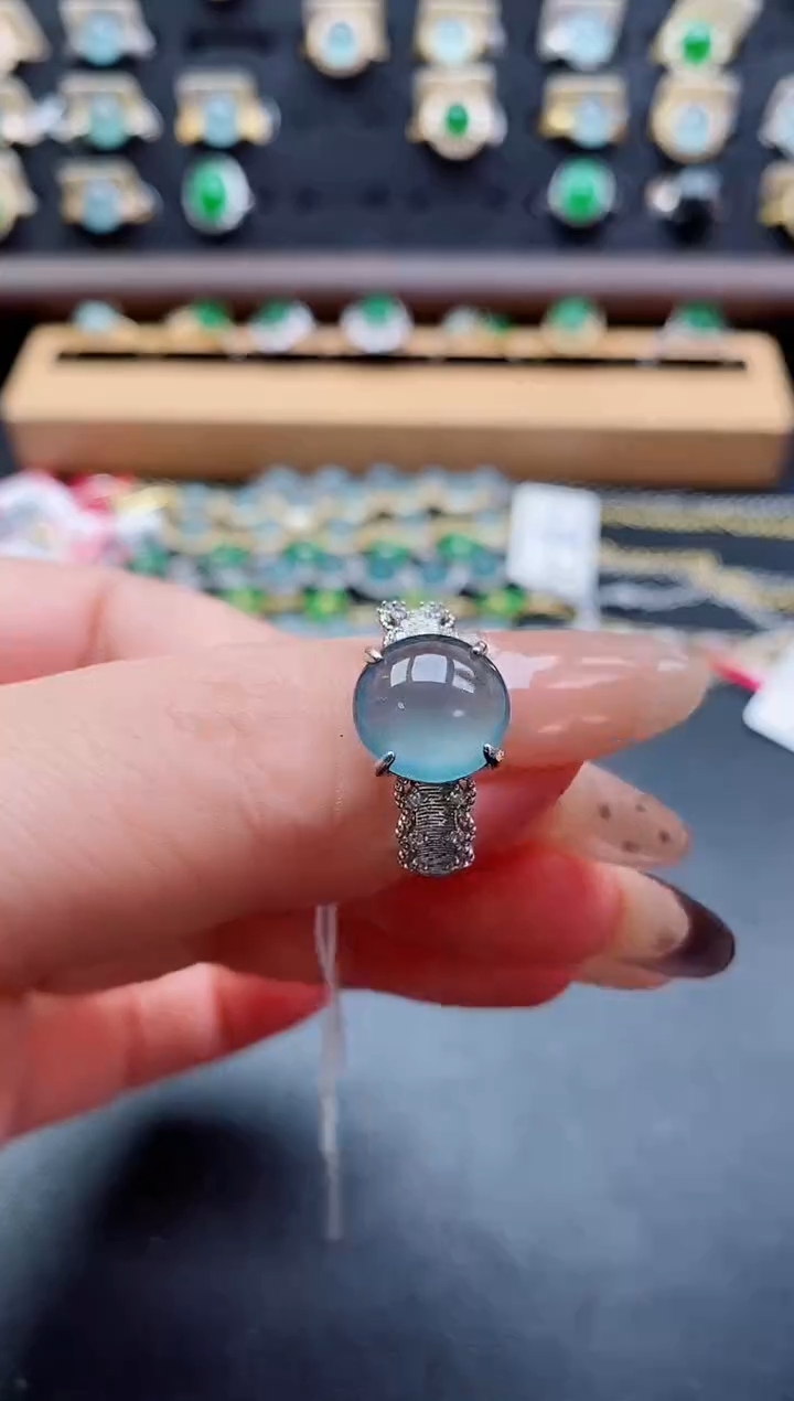 银S925镶嵌戒指翡翠1