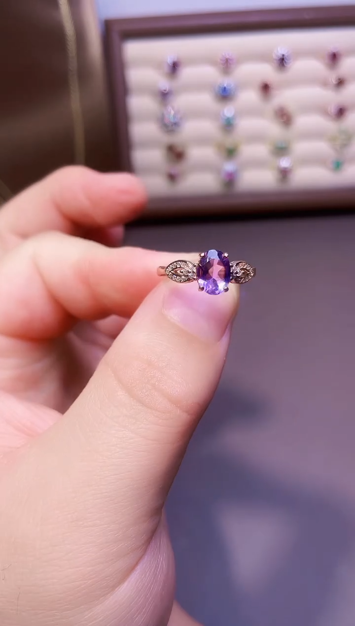 【闪购商品】紫晶戒指银S925镶嵌一枚
