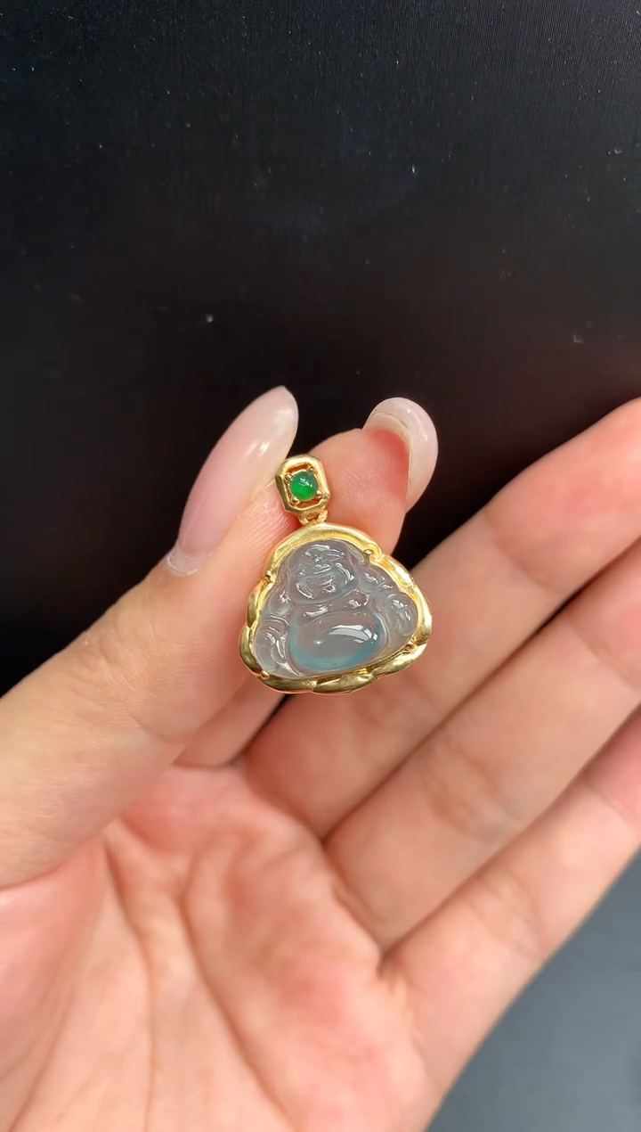 【闪购商品】翡翠颈饰18K金镶嵌佛公1175