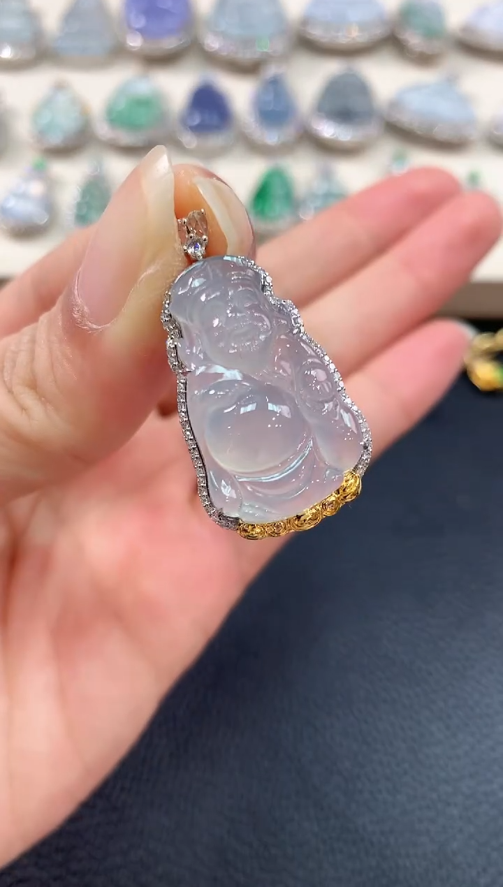 【闪购商品】翡翠吊坠(不含链)18K金镶嵌b124       