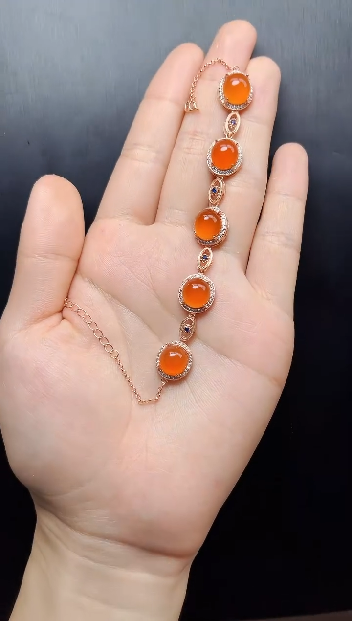 南红玛瑙手链银S925镶嵌06手链