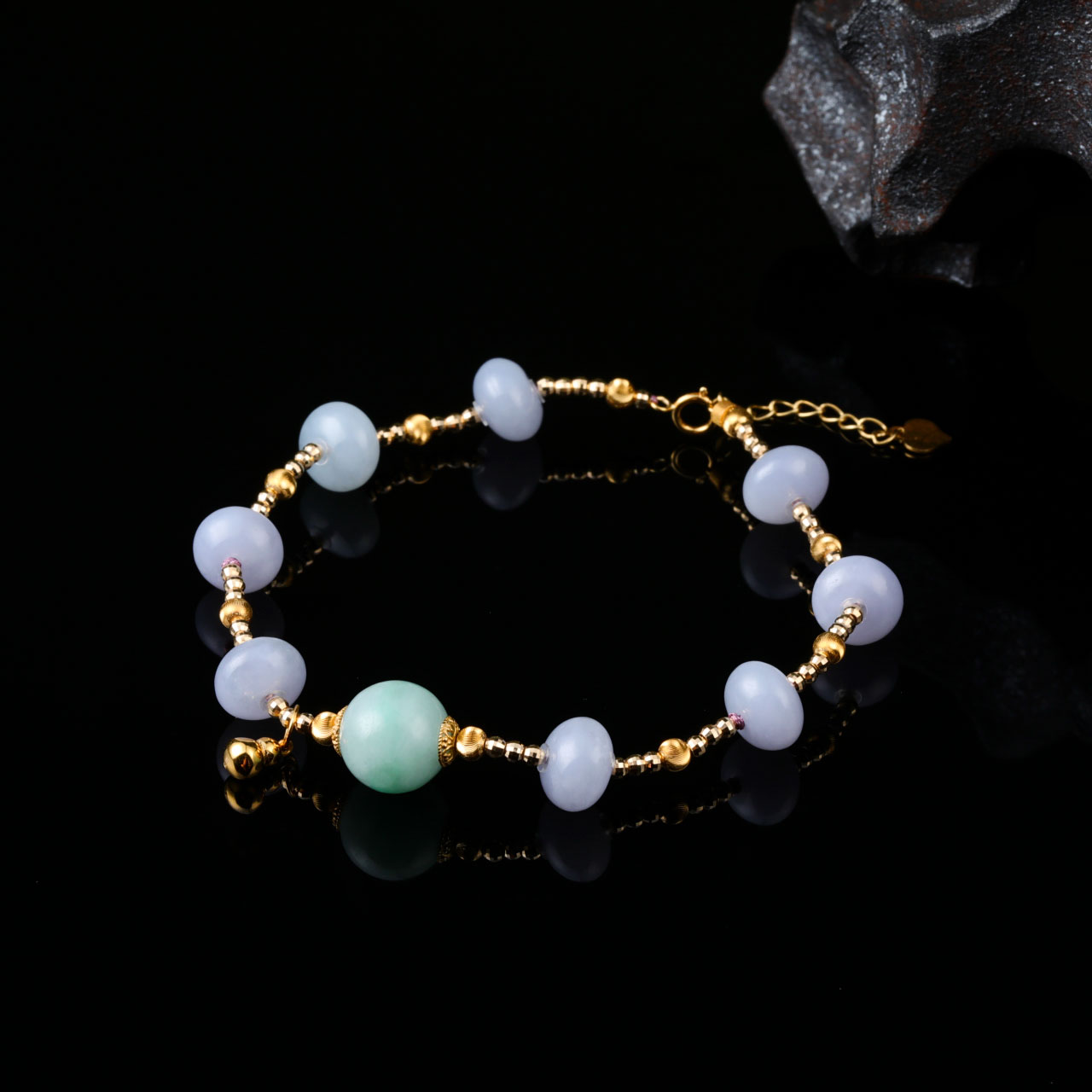 【意婵】《翠欲滴》（新粉必拍）18k金天然缅A翡翠单圈手链-914438